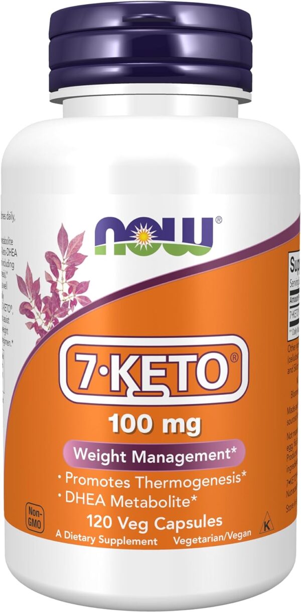 NOW Supplements, 7-Keto (DHEA Acetate-7-one) 100 mg, Weight Management*, 120 Veg Capsules