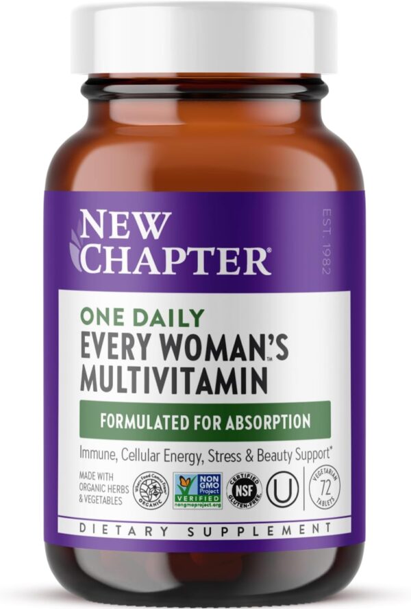 New Chapter Women's Multivitamin for Immune, Beauty + Energy Support with 20+ Nutrients -- Every Woman's One Daily, Gentle on the Stomach, 72 Count