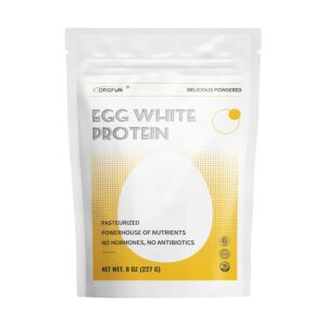 ORGFUN Egg White Powder 8 Oz, Pasteurized Egg White Powder, Gluten-Free, Non-GMO, Made in USA Great for Scrambled Egg Whites