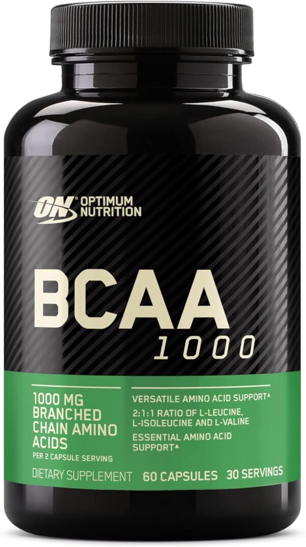 Optimum Nutrition Instantized BCAA Branched Chain Essential Amino Acids Capsules, 1000mg, 200 Count