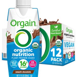Orgain Organic Nutritional Vegan Protein Shake, Creamy Chocolate Fudge - 16g Plant Based Protein, Meal Replacement, 21 Vitamins & Minerals, Gluten & Soy Free, 11 Fl Oz (Pack of 12)