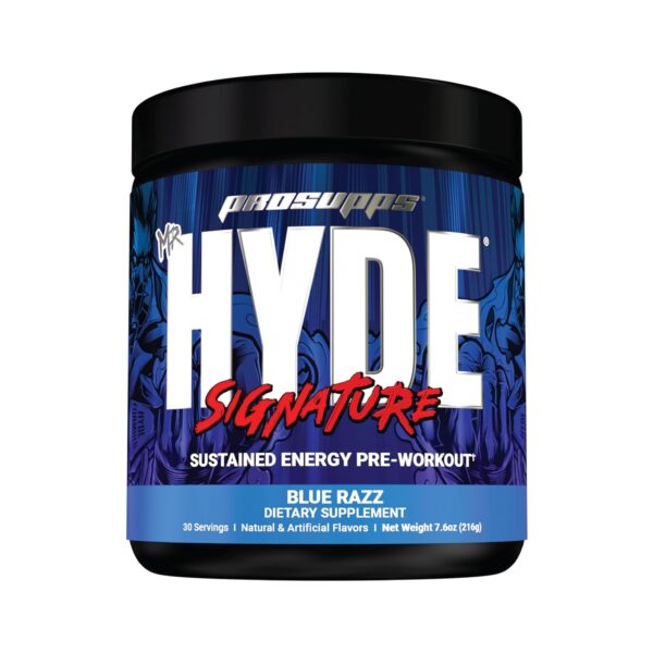 PROSUPPS Mr. Hyde Signature Pre Workout with Creatine, Beta Alanine, TeaCrine and Caffeine for Sustained Energy, Focus Pumps - Pre-Workout Energy Drink Men Women (Blue Razz, 30 Servings)