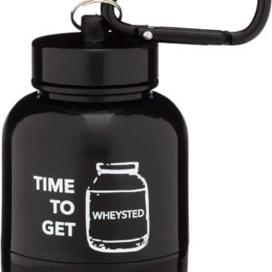 Protein Powder & Supplement Funnel Keychain, Portable To-Go Container for The Gym, Workouts, Fitness, & Travel - TSA Approved, Time To Get Wheysted