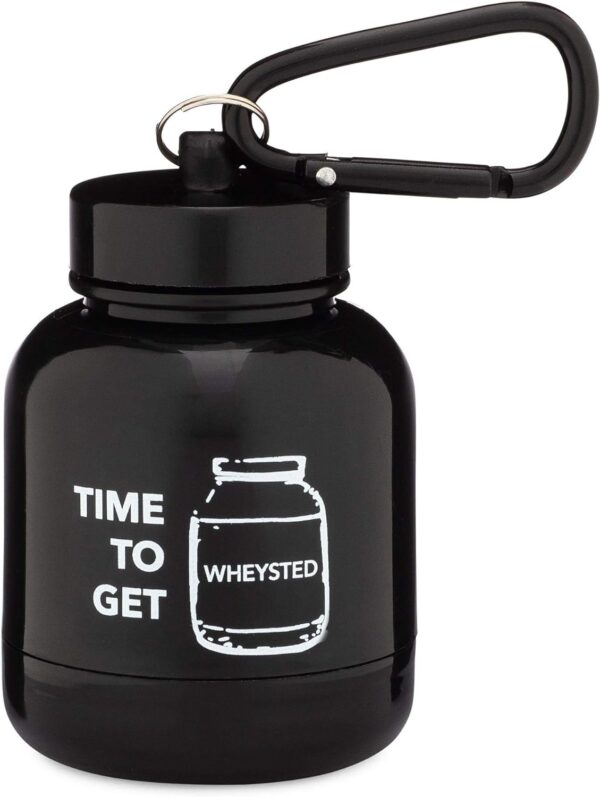 Protein Powder & Supplement Funnel Keychain, Portable To-Go Container for The Gym, Workouts, Fitness, & Travel - TSA Approved, Time To Get Wheysted