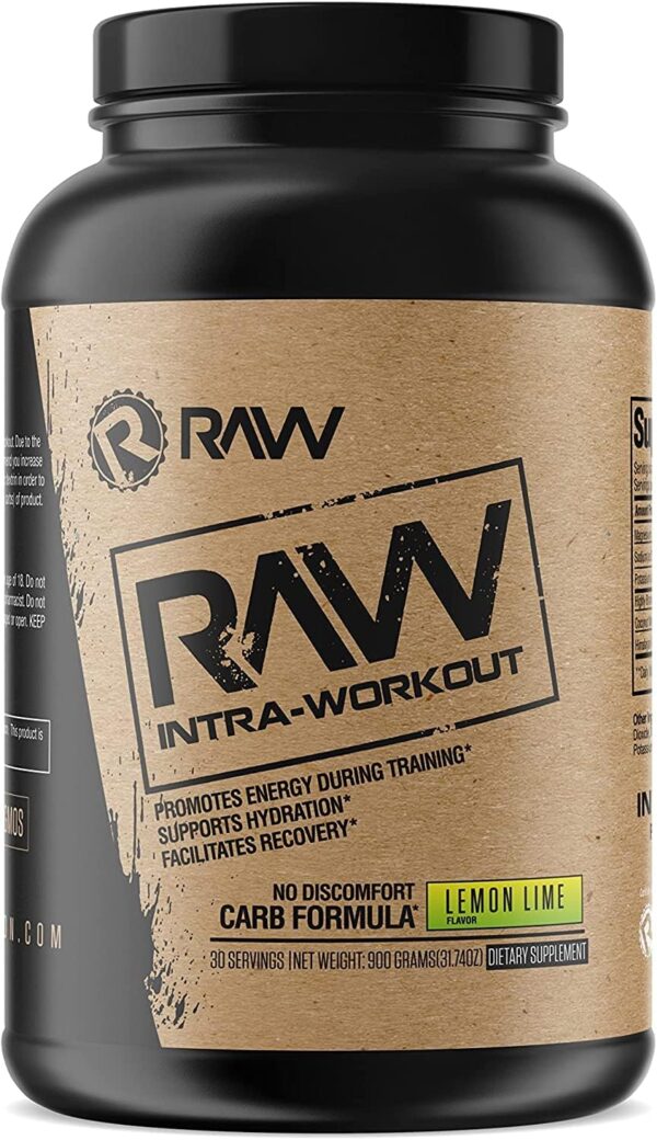 RAW Intra Workout Supplement Powder, Lemon Lime - Intra Supplement for Hydration, Mental Focus, Energy, & Workout Recovery - Intra Workout Powder That Increases Performance & Endurance - 30 Servings