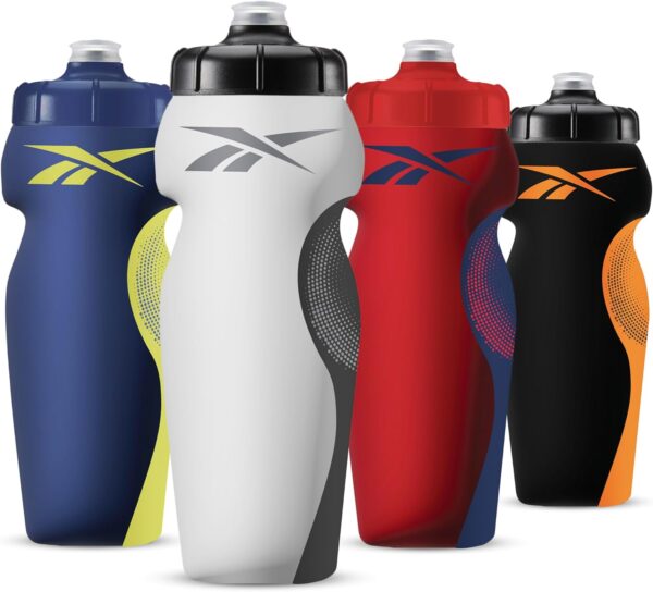 Reebok Squeeze Water Bottles With Athletic Design - Water Bottle 24 oz - Sports Water Bottle - Reusable Water Bottle For Gym, Running, Hiking etc, BPA Free (White)