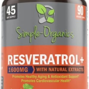 Resveratrol 1600mg per Serving for Pure Extra Strength Complex, Anti-Aging, Radiant Skin, Immunity Support- 90 Capsules