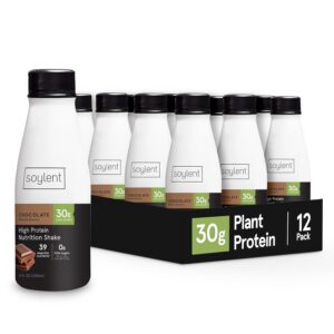 Soylent Chocolate High Protein Shake, 30g Complete Protein, Vegan, Dairy Free and 0g Sugar, Ready to Drink Protein Drinks, 11 Oz, 12 Pack