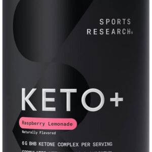 Sports Research Keto Plus Exogenous Ketones with goBHB - 30 Servings | Keto Electrolyte Powder for Hydration, Energy, Focus & Ketosis | Keto Certified, Vegan Friendly (Raspberry Lemonade)