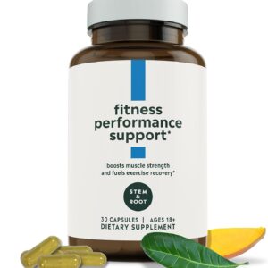 Stem & Root Fitness Performance Support Supplement | Supports Post Workout Recovery, Boosts Muscle Strength, & Enhances Physical Performance, 30 Capsules (1 Month Supply)