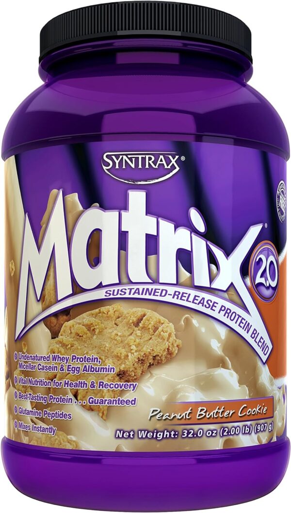 Syntrax Nutrition Matrix Protein Powder, Sustained-Release Protein Blend, Real Cookie Pieces, Peanut Butter Cookie, 2 lbs