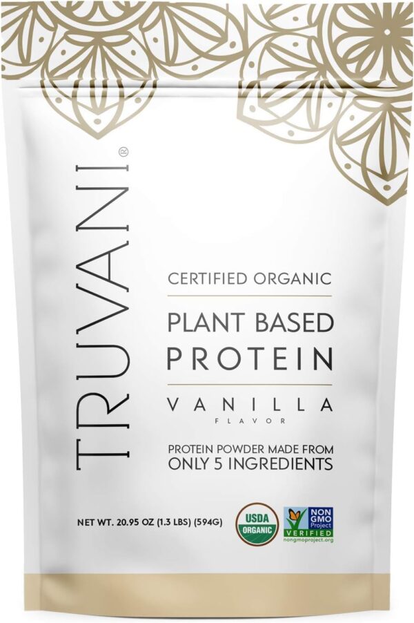 Truvani Vegan Protein Powder | Vanilla | 20g Organic Plant Based Protein | 20 Servings | Pea Protein for Women and Men | Keto | Gluten & Dairy Free | Low Carb | No Added Sugar