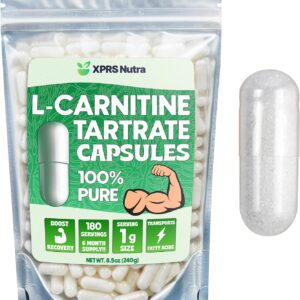 XPRS Nutra L Carnitine Supplement - 360 Capsules of L Carnitine Tartrate - 6 Month Supply of L-Carnitine 500mg Capsules - 180 Servings of L-Carnitine 1000mg Capsules