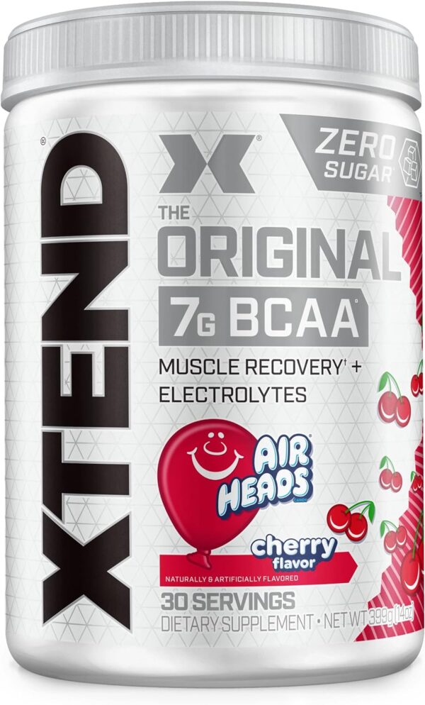 XTEND Original BCAA Powder Airheads Candy Flavor, 7g BCAA and 2.5g L-Glutamine, Sugar Free Post Workout Muscle Recovery Drink with Amino Acids for Men & Women, 30 Servings