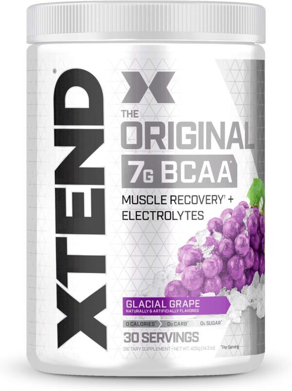 XTEND Original BCAA Powder Glacial Grape | Sugar Free Post Workout Muscle Recovery Drink with Amino Acids | 7g BCAAs for Men & Women | 30 Servings