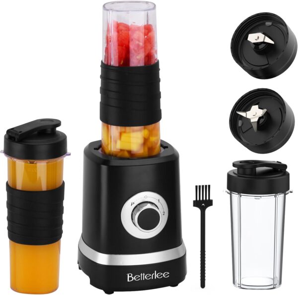 Blender, 500W Smoothie Blender with 2 Speed Control, Portable Blender with 3 BPA-Free Grinder Cup, 18 in 1 Countertop Blender and Grinder Combo for Kitchen, Shakes, Protein and Ice Crush