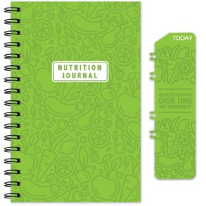 Global Printed Products Daily Food Diary, Nutrition Planner, Health Journal, Meal Planner: Clip-in Bookmark, Sturdy Binding, Thick Pages & Laminated Protective Cover (Green)