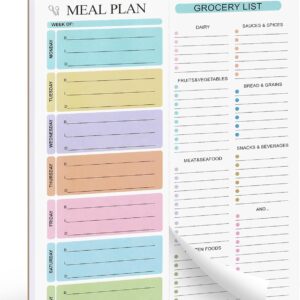 Joyberg Weekly Meal Planner Notebook 8.5x11”, 50 Sheets Weekly Meal Planner Magnetic, Double Helix Meal Planner and Grocery List, Wall-Mountable Menu Planner for Fridge Notepad for Daily & Weekly Plan