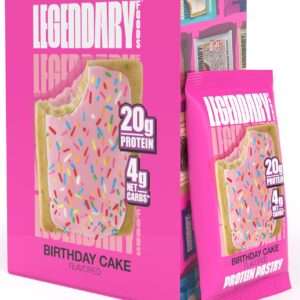 Legendary Foods 20 gr Protein Pastry | Low Carb, Tasty Protein Bar Alternative | Keto Friendly | No Sugar Added | High Protein Breakfast Snacks | Gluten Free Keto Food - Birthday Cake (8-Pack)