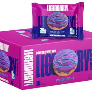 Legendary Foods High Protein - Berry Sweet Roll - 20g Protein Bar Alternative | Low Carb, Sugar Free, Gluten Free Keto Snack | Healthy Wild Berry Flavored Breakfast Rolls (10-pack)