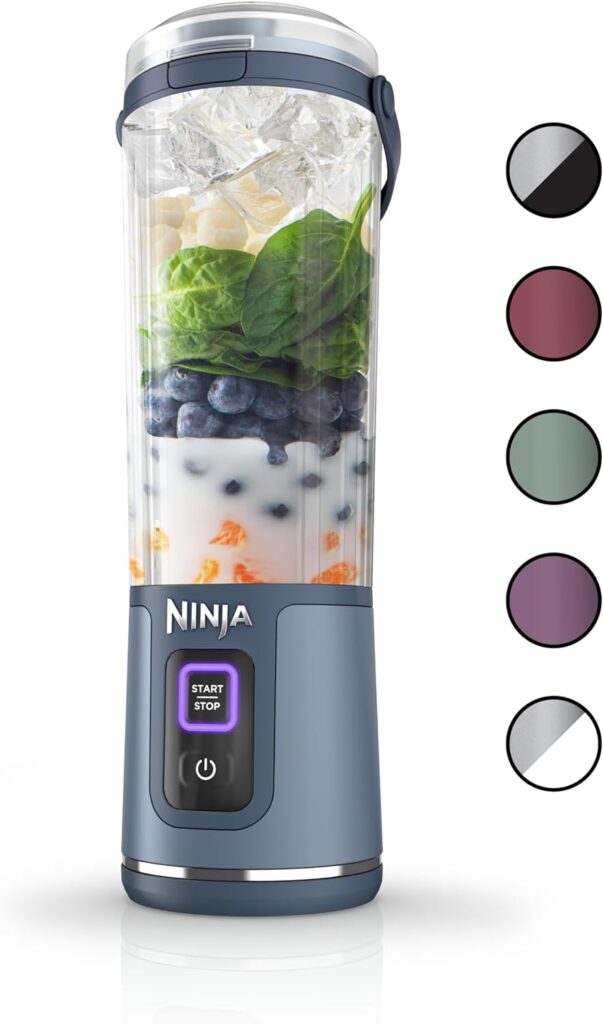  Ninja BC51NV Blast Portable Blender, Cordless, 18oz. Vessel, Personal Blender-for Shakes & Smoothies, BPA Free, Leakproof-Lid & Sip Spout, USB-C Rechargeable, Dishwasher Safe Parts, Denim Blue 