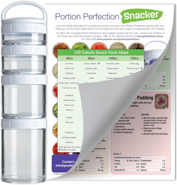 Portion Perfection Snacker Small Snack Containers for Adults - Tritan Clear Portion Control Containers | Weight Loss Products for On-the-Go Healthy Eating. Weightloss and Bariatric Surgery Must Haves