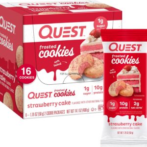 Quest Nutrition Frosted Cookies Twin Pack, Strawberry Cake, 1g Sugar, 10g Protein, 2g Net Carbs, Gluten Free, 16 Cookies