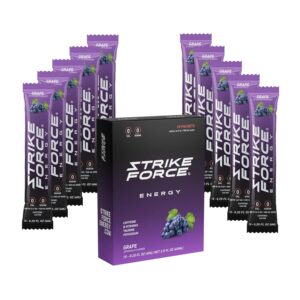 Strike Force Energy Drink Mix - Grape Flavor - Natural Tasting Caffeine Drink - Turn Any Drink into a Healthy Energy Drink - Zero Calories, Keto Friendly, Sugar Free, Pre Workout (10 Liquid Packs)