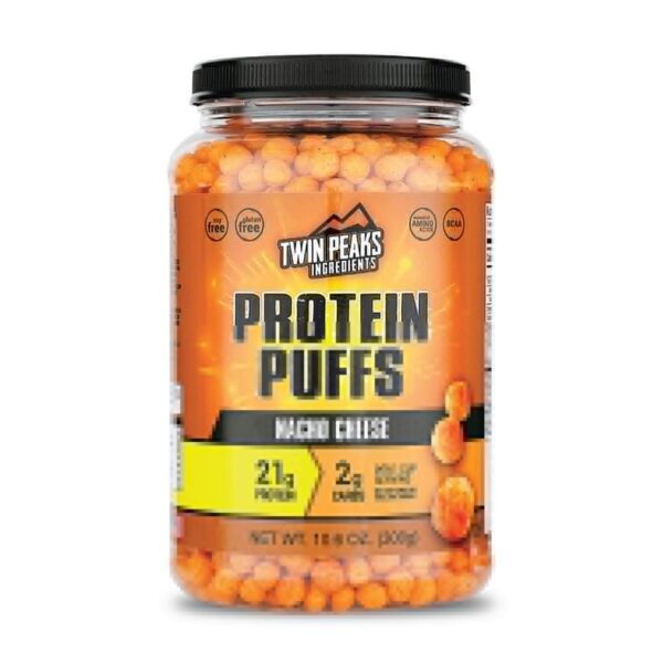 Twin Peaks Low Carb, Keto Friendly Protein Puffs, Nacho Cheese (300g, 21g Protein, 2g Carbs)