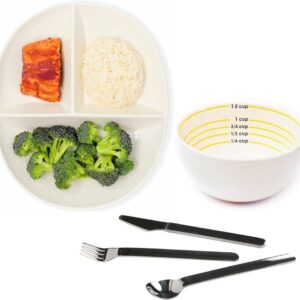 Uba Portion Control Starter Kit with Portion Plate, Measuring Bowl & Portion Flatware Set