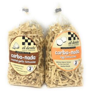 Al Dente, Carba-Nada Variety 2 Pack, Lower Carb, Egg Fettuccine & Roasted Garlic Fettuccine, Non-GMO, Homemade Taste & Texture, High Protein