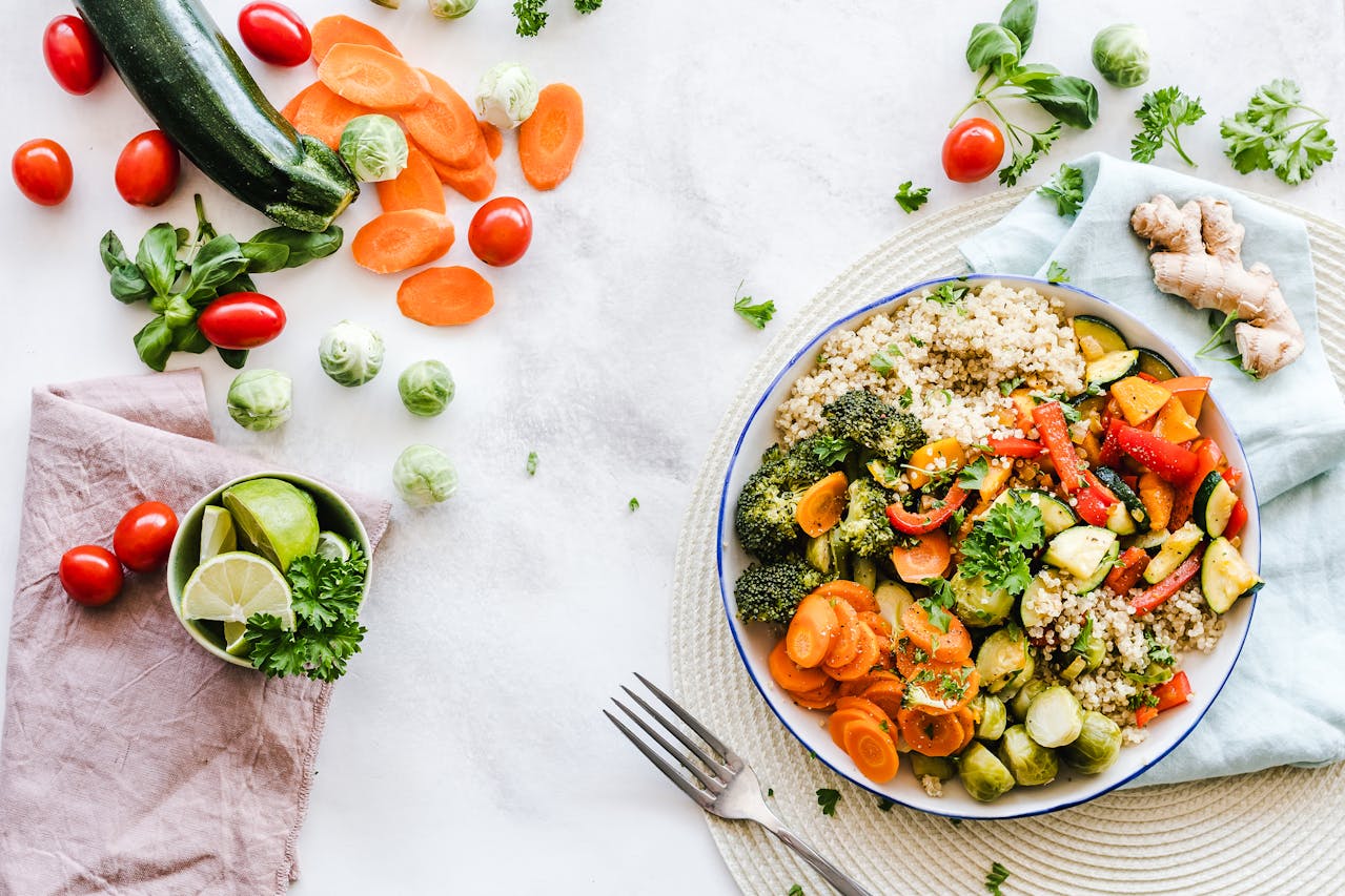 a plate filled with delicious vegetables.