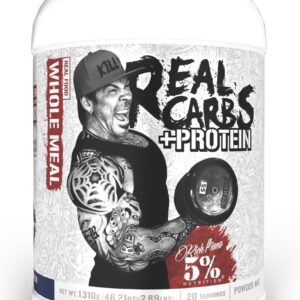 5% Nutrition Rich Piana Real Carbs + Protein | Clean Mass Gainer Protein Powder | Real Food Carbohydrate Fuel for Pre Workout/Post-Workout Recovery Meal | 2.89 lb, 20 Srvgs (Blueberry Cobbler)