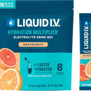 Liquid I.V.® Hydration Multiplier® - Grapefruit - Hydration Powder Packets | Electrolyte Powder Drink Mix | Convenient Single-Serving Sticks | Non-GMO | 16 Servings (Pack of 1)