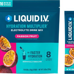 Liquid I.V.® Hydration Multiplier® - Passion Fruit - Hydration Powder Packets | Electrolyte Powder Drink Mix | Convenient Single-Serving Sticks | Non-GMO | 16 Servings (Pack of 1)