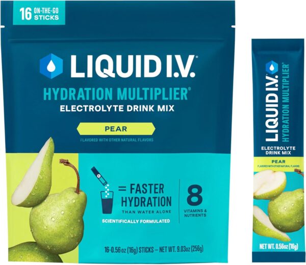 Liquid I.V.® Hydration Multiplier® - Pear - Hydration Powder Packets | Electrolyte Powder Drink Mix | Convenient Single-Serving Sticks | Non-GMO | 16 Servings (Pack of 1)