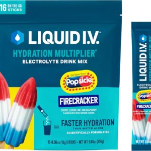 Liquid I.V.® Hydration Multiplier® - Popsicle Firecracker - Hydration Powder Packets | Electrolyte Powder Drink Mix | Convenient Single-Serving Sticks | Non-GMO | 16 Servings (Pack of 1)