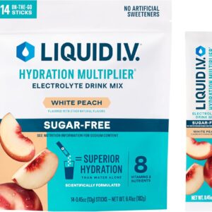 Liquid I.V.® Hydration Multiplier® Sugar-Free - White Peach - Hydration Powder Packets | Electrolyte Powder Drink Mix | Convenient Single-Serving Sticks | Non-GMO | 14 Servings (Pack of 1)