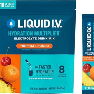 Liquid I.V.® Hydration Multiplier® - Tropical Punch - Hydration Powder Packets | Electrolyte Powder Drink Mix | Convenient Single-Serving Sticks | Non-GMO | 16 Servings (Pack of 1)