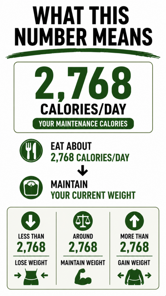 Example showing how eating below, around, or above maintenance calories may influence body weight.