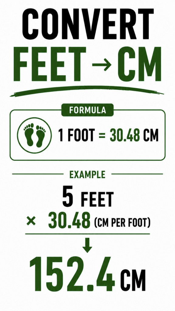 Convert feet to centimeters.