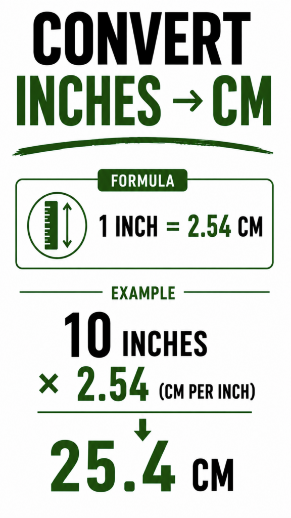 Convert inches to centimeters.